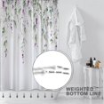 thumbnail image 5 of Watercolor Leaves Flowers Shower Curtain Sets,Green and Purple with Floral Bathroom Curtains,Modern Minimalist Bath Curtain, Waterproof Fabric with 12 Hooks 72x72 Inches, 5 of 6