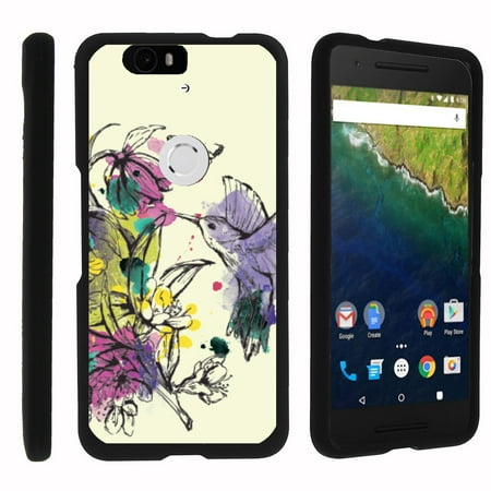 Huawei Google Nexus 6P, [SNAP SHELL][Matte Black] Snap On Hard Plastic Protector with Non Slip Coating with Unique Designs - Hummingbird