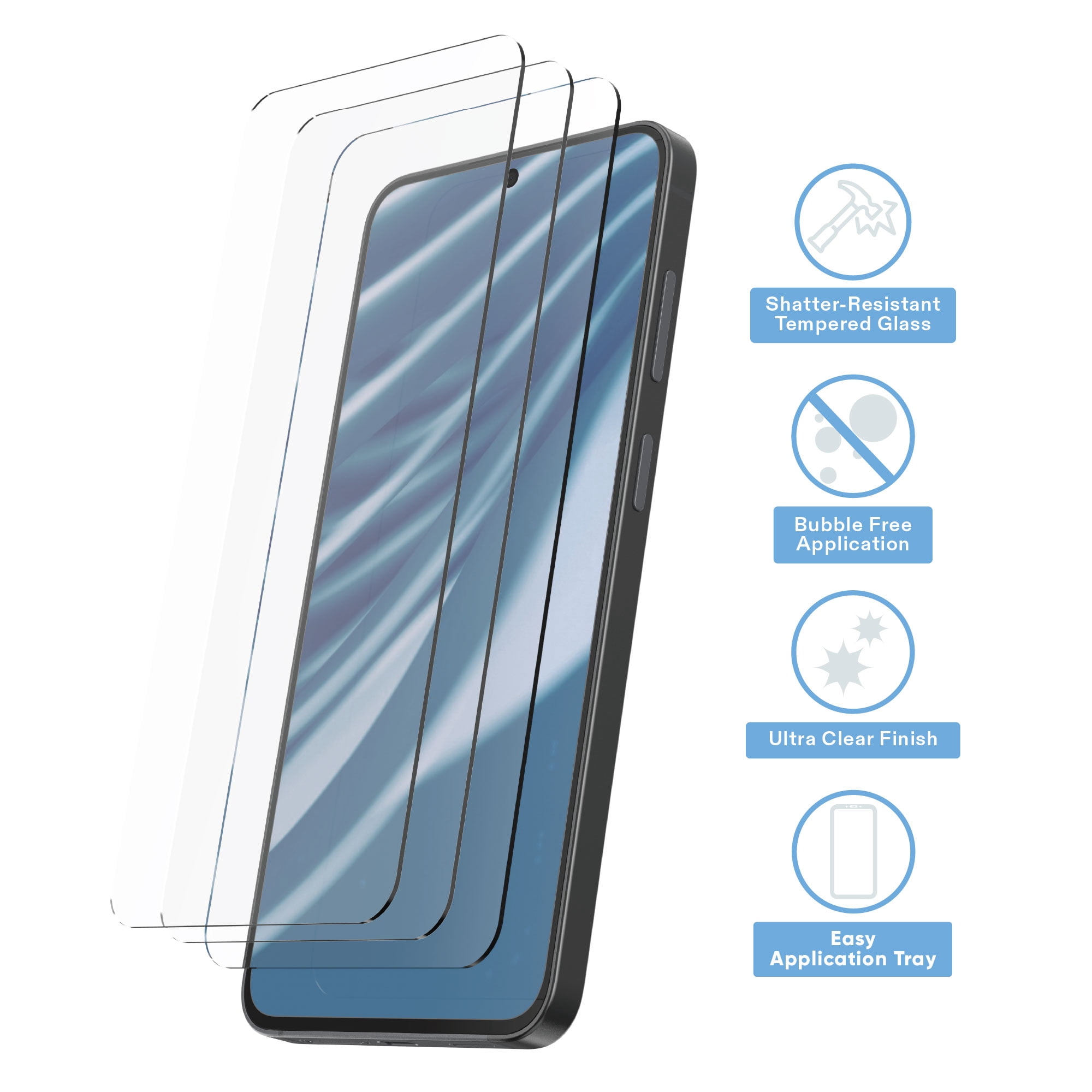 onn Samsung Galaxy S26 FE Glass Screen Protector (3 Pack) and Camera Glass Screen Protector (3 Pack)