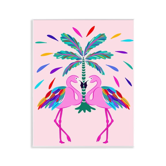 Stupell Industries Mirrored Flamingos Flair Animals Painting Unframed Art Print Wall Art, 11 x 14