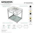 thumbnail image 6 of Kingston Brass VWP3122B8 Quadras 31" Ceramic Console Sink with Steel Base and Glass Shelf (1-Hole), White/Brushed Nickel, 6 of 7
