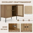 thumbnail image 6 of Giantex Sideboard Buffet Cabinet, Kitchen Storage Cabinet w/ Rattan Decorated Doors,Cupboard Console Table(Oak, 1), 6 of 8