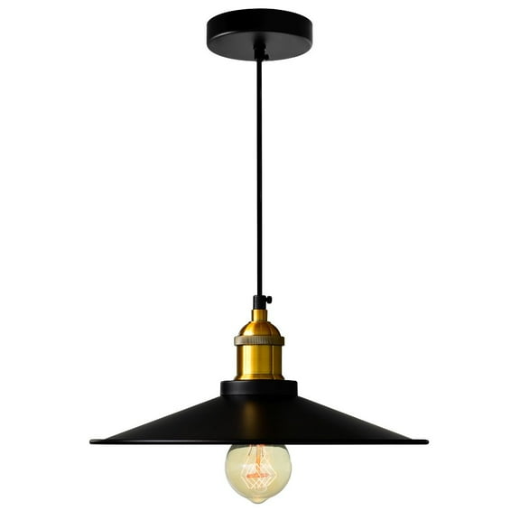 CWI Lighting Brave 1 Light Down Farmhouse Metal Mini Pendant in Black