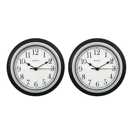 Westclox Wall Clock Simplicity Round Home Office Analog Black Silver White 2-Pack