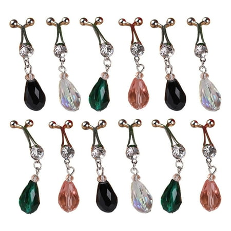 

12Pcs Muslim Hijab Scarf Metal U Clips Water Drop Crystal Pendant Islamic Headscarf Shawl Ethnic Abaya Safey Brooch Pins