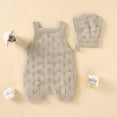 thumbnail image 2 of Summer Baby Rompers Sleeveless Infant Boy Girl Jumpsuit Outfit Knit Cotton Newborn Toddler Clothing Hat Hollow Out Playsuit 2PCS, 2 of 5