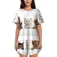 thumbnail image 1 of Balery Cute Kittens And Puppy Conjunto de Pijama para Mujer con Estampado, Dos Piezas de Manga Corta y Shorts, Ropa de Dormir Suave con Cuello Redondo y Bolsillos-4X-Large, 1 of 6