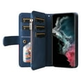 thumbnail image 3 of Allytech Wallet Case for Samsung Galaxy S24 with Zipper Pocket & 9 Card Slots & Wrist Strap, Fashion PU Leather Kickstand Magnetic Closure Shockproof Non-Slip Case for Women Men - Blue, 3 of 9