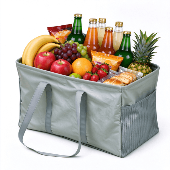 Miogawg Large Utility Tote Bag, Reusable Grocery Bag With Handles, Foldable, Upgraded Frame, Moving Bag For Shopping, Beach, Picnics, Car