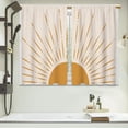 thumbnail image 5 of Boho Minimalist Yellow Sun Kitchen Curtains Modern Neutral Bathroom Curtains Window Treatment Drapes Tier Bohemian Abstract Cafe Small Bedroom Short French Door Curtains 2 Panels 28x40 Inch, 5 of 5