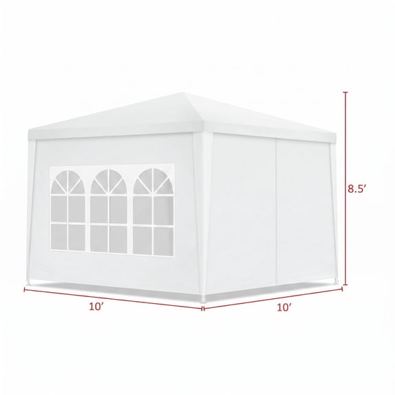 Biotree 10x10 FT Outdoor Canopy Tent with 4 Removable Sidewalls, Waterproof UV-Resistant Pop Up Gazebo Party Event Shelter with Steel Frame, White