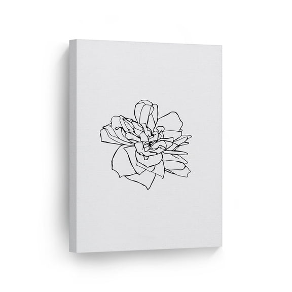Smile Art Design Black and White One Line Minimalism Art Rose Flower Botanical Drawing Abstract Canvas Wall Art Print Office Living Room Dorm Bedroom Aesthetic Modern Home Decor Ready to Hang - 22x15