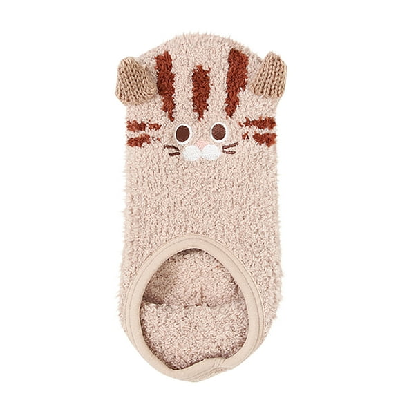 Fesfesfes Women Socks Non-Slip Silica Gel Coral Fleece No-show Socks Thicken Keep Warm Floor Socks
