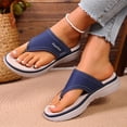 thumbnail image 5 of Yyuenw Thick Sole Thong Flip Flops Women PU Open Toe Summer Beach Casual Outdoor Walking Shoes, 5 of 9