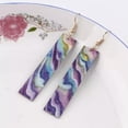 thumbnail image 2 of Glitter Acrylic Teardrop Statement Earrings Morocco Rainbow Stripe Women Jewelry, 2 of 5