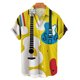 thumbnail image 3 of Camisas Para Hombre Moda de verano para hombre Ocio Personalidad Instrumentos musicales Digital 3D Impreso Botones Camisas de manga corta (Yellow, 3XL), 3 of 4