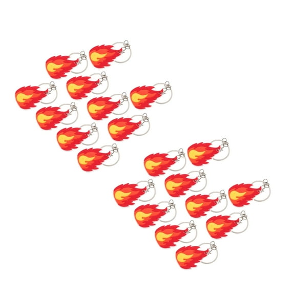 HOMEMAXS 20 pcs  Flame Fire Key Rings Firefighter Keychain Firefighter Party Centerpiece Firetruck Party Favor Firefighter Key Holder Firefighter Party Decorations