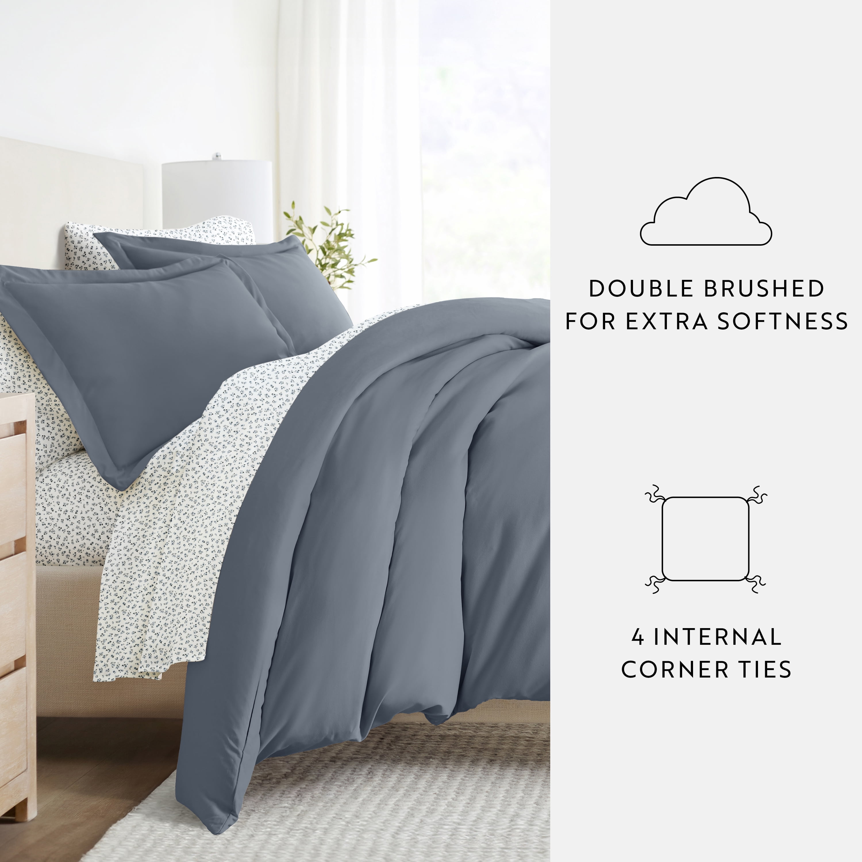 Noble Linens 8 Piece Solid Duvet Bundle in Stone, King