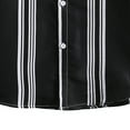 thumbnail image 3 of Camisas Deportivas Hombre Camisa informal de verano para hombre, blusa con estampado de rayas, manga corta, cuello vuelto, botón, camisa de , Top (Black, XL), 3 of 6