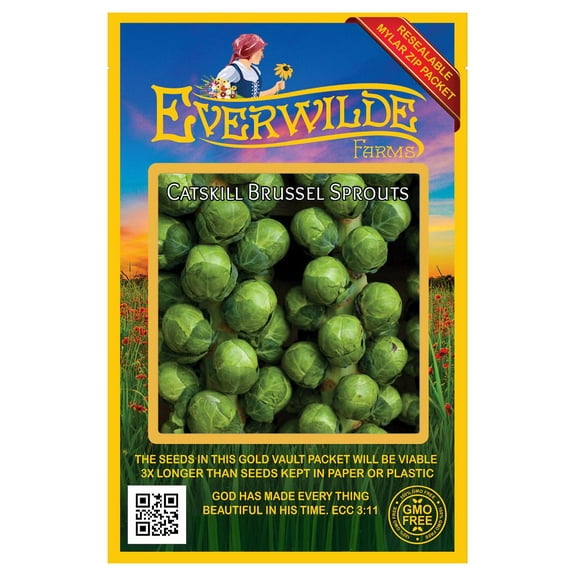Everwilde Farms - 500 Catskill Brussels Sprouts Seeds - Gold Vault Jumbo Bulk Seed Packet