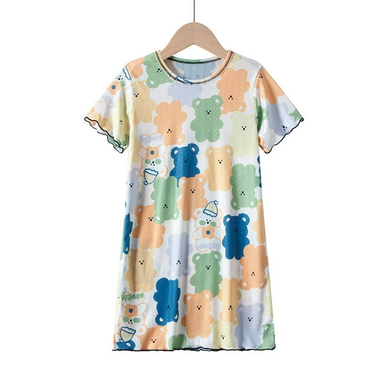 Edvintorg Night Dress for Girls Cute Sleepwear Fashion Round Neck