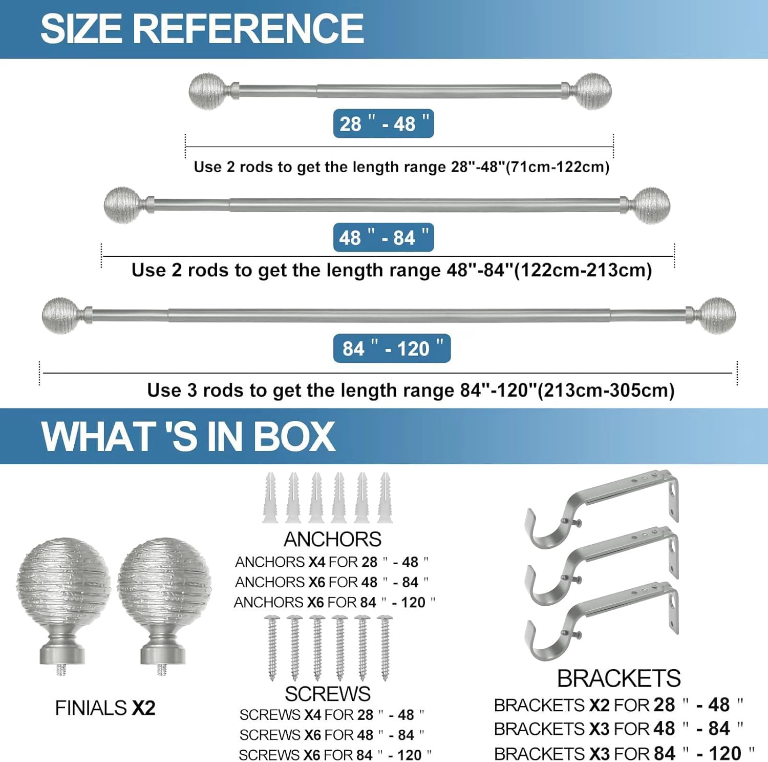 Urbanest Adjustable Single Curtain Rod Set Favo Finials – 1 - Inch Diameter, With Pewter Rod, 48–84 Inches