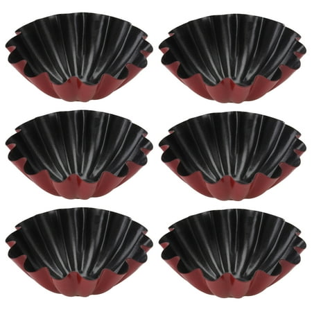 

6pcs Stainless Steel Egg Tart Mold Household Baking Mold Baking Supply (Red)