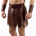 thumbnail image 2 of Jiibva Men's Gladiator Costume PU Leather Gladiator Kilt Skirt Punk Style Skirt Belt, 2 of 7