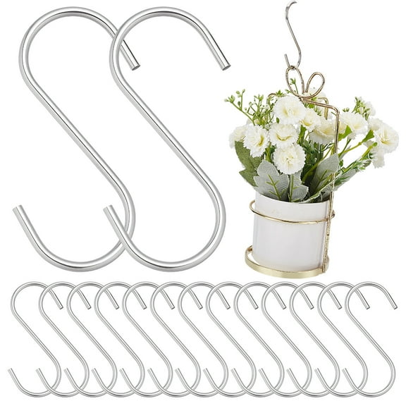 30Pcs 304 Stainless Steel S-shape Hooks Stainless Steel Color 63x48x3mm
