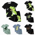 thumbnail image 4 of HCNTES Toddler Baby Boys Clothes Cartoon Cotton Summer Short Sleeve T-Shirt and Shorts Kids Outfit Set(Light Green,5-6 Years), 4 of 4