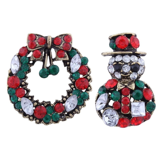 2 piezas Navidad Santa Claus broche alfileres Santa Navidad fiesta favores regalo y guirnalda Yuyangstore Crystal Christmas Brooch