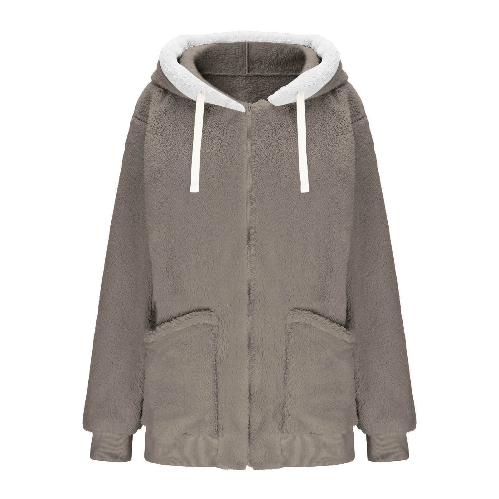 Sherpa Fleece Hoodies for Women Fuzzy Oversized Zip up Hoodie with Pockets Casual Warm Pullover Hooded Sweatshirts