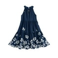 thumbnail image 6 of Abcomgle Girls Summer Dress Size 7-8 Casual Halter Neck Sleeveless Midi Dress Floral Print A-line Sundresses Swing Skirt 3-4 Years,Light Gray, 6 of 7