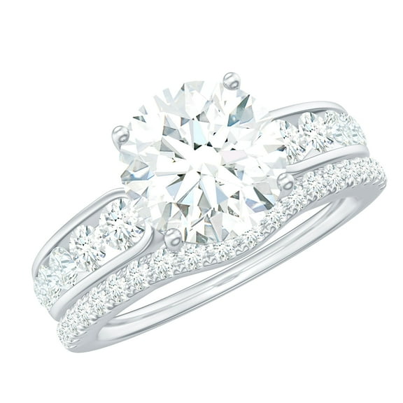 925 Sterling Silver 3.4 Carat Round Moissanite Cluster Women Wedding Engagement Promise Ring_8.5