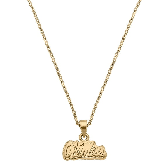 Women's CANVAS Style Ole Miss Rebels Gold Plated Pendant Necklace