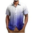thumbnail image 2 of Blusa y camisa de manga corta con cuello vuelto para hombre, blusa informal holgada con botones y cuello vuelto, blusa de poliéster para hombre, 2 of 5