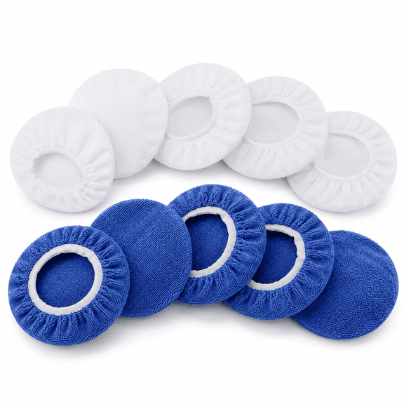 10pcs 7-8 Inch Deep Blue White Soft Mircrofiber Car Wax Polishing Bonnet Buffing Pad Washable Covers Polisher Waxing 7" 8"