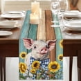 thumbnail image 3 of Table Runners 72 Inches Long Dress Scarves, Cute Pig Farmhouse Kitchen/Dining Table Runner, Coffee Tablerunners, Yellow Sunflowers Teal Brown Wooden Vintage Art 14x72 Inch, 3 of 9