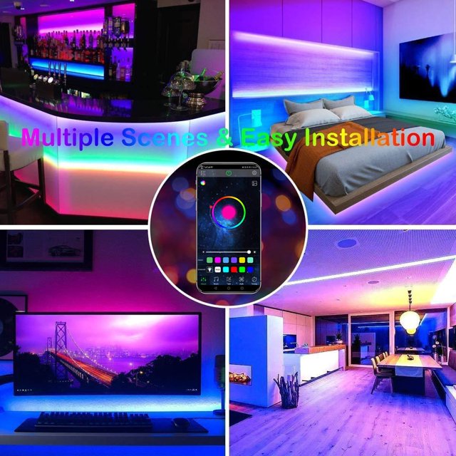 Tira LED RGB de 15 m,cinta LED con control remoto de 44 teclas, sincronización con función de ritmo/temporizador de música, para decoración, boda, dormitorio, fiesta