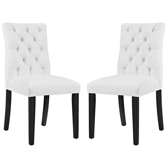 Modway Duchess 21" Modern Style Vinyl Dining Chair in White (Set of 2)