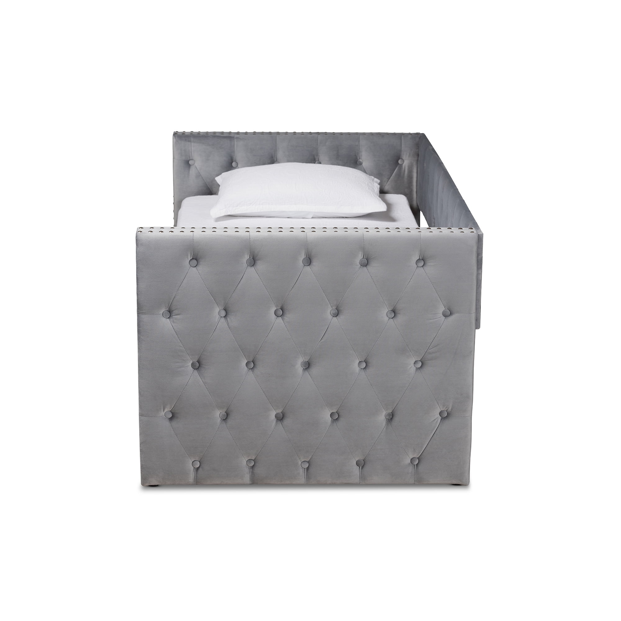 Baxton Studio Larkin Contemporary Upholstered with Trundle Daybed, Twin, Grey