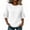 White, variant on Ohufall Tshirt for Women 3/4 Sleeve Cotton Linen Loose T Shirt Crew Neck Lace-up Solid Color Ruffle Tops