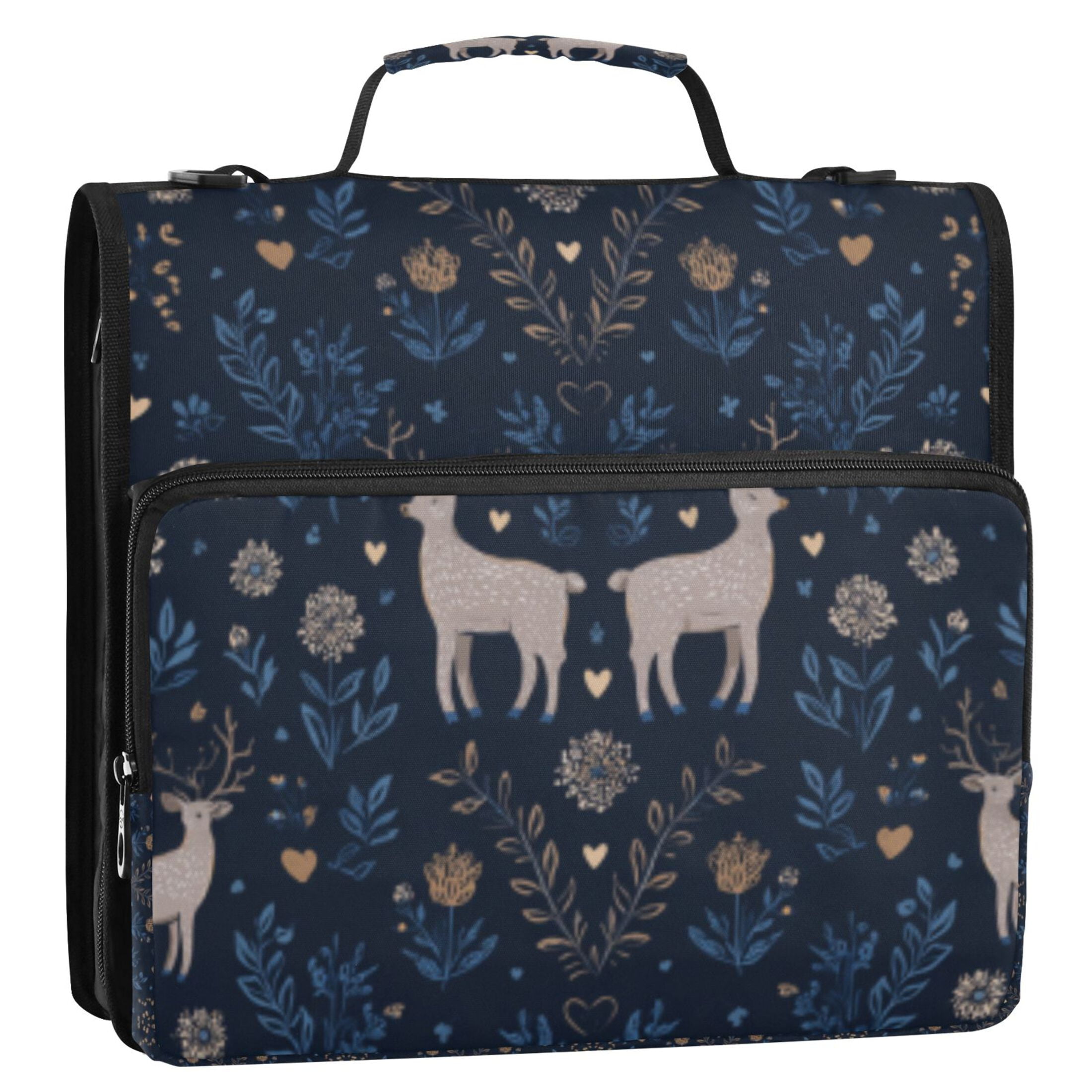 DIXRUYEE Zipper Binder trapper keeper Documents Organized Nocturnal Deer Whispers Printed