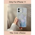 thumbnail image 2 of Cute iPhone 11 Case for Women Girls, Lovely Floral Pattern Wave Comfortable Grip Design for Girly, Slim Thin Soft Flexible TPU Clear Protective Phone Case -Purple Tulip, 2 of 5