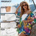 thumbnail image 6 of FKEKYI Tropical Palm Leaf Print Women's 2 Piece Short Set Summer Beach Sets Open Front Shirt Top & Adjustable Shorts Ladies Resort Wear Lounge Sets Vacation Outfits, XL, 6 of 7