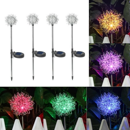 

4PCS LED Solar Garden Decorative Lights Lawn Ground Lights Solar Dandelion Garden Lights(Silver)