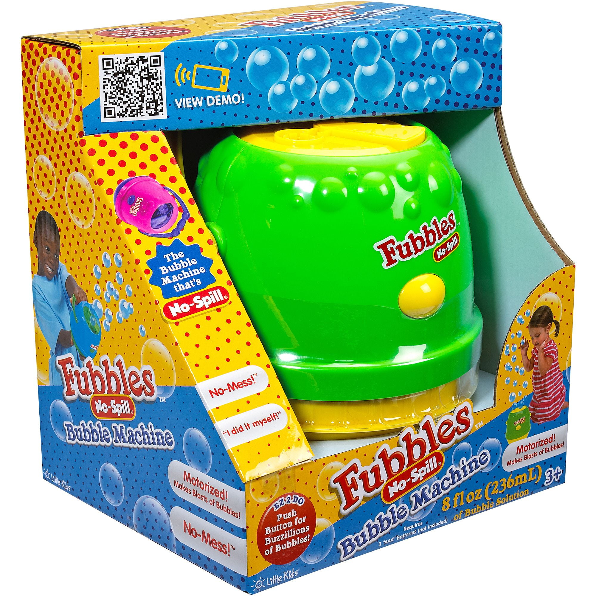 Little Kids Fubbles No Spill Bubble Machine, Yellow/Green