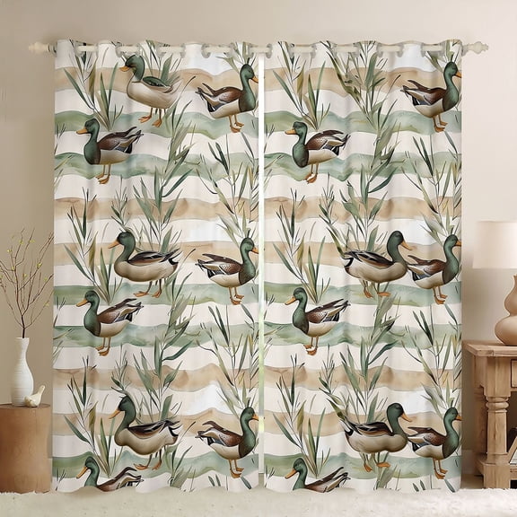 Feelyou Rustic Wildlife Duck Curtains Pack of 2 (42x84 Each), Lines Curtains Blackout