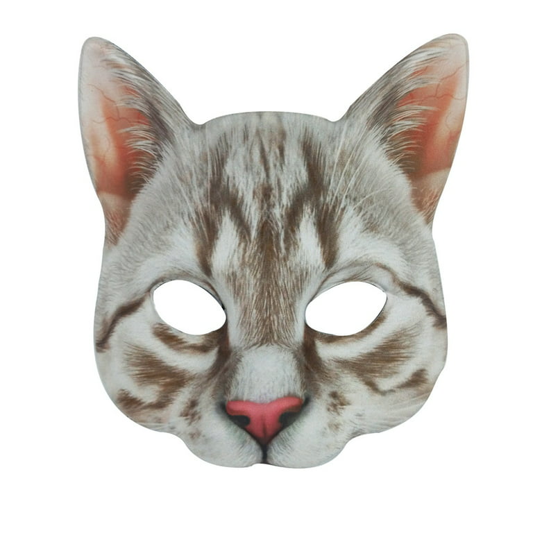 Cat Animal Head Mask, Digital Print Tabby Half Face Mask, Fancy Dress  Halloween Mask Novelty Costume for Masquerade Dancing Party 