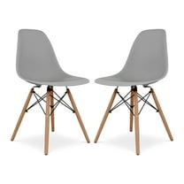 Modholic Eiffel Chair With Wood Legs, Gray (Set Of 2)